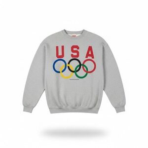 Vintage Hanes Activewear USA Olympic Rings Sweatshirt Gray Adult M